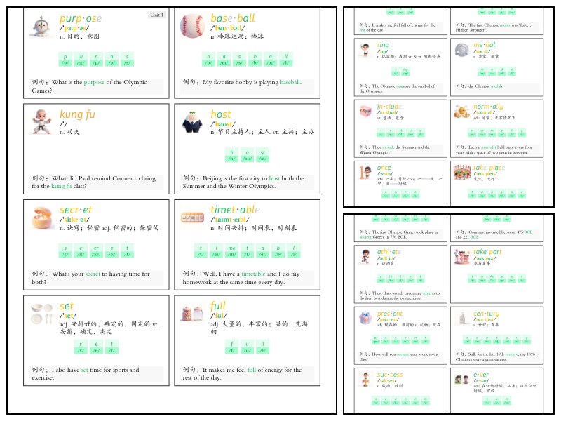 北师大版_英语_八上_带音标+自然拼读的Unit1-3单词表【单词-知识归纳】