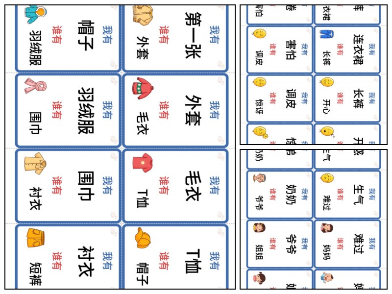 语文_幼儿园_我有谁有识字卡之人物衣服表情主题【启蒙-其他-字词】